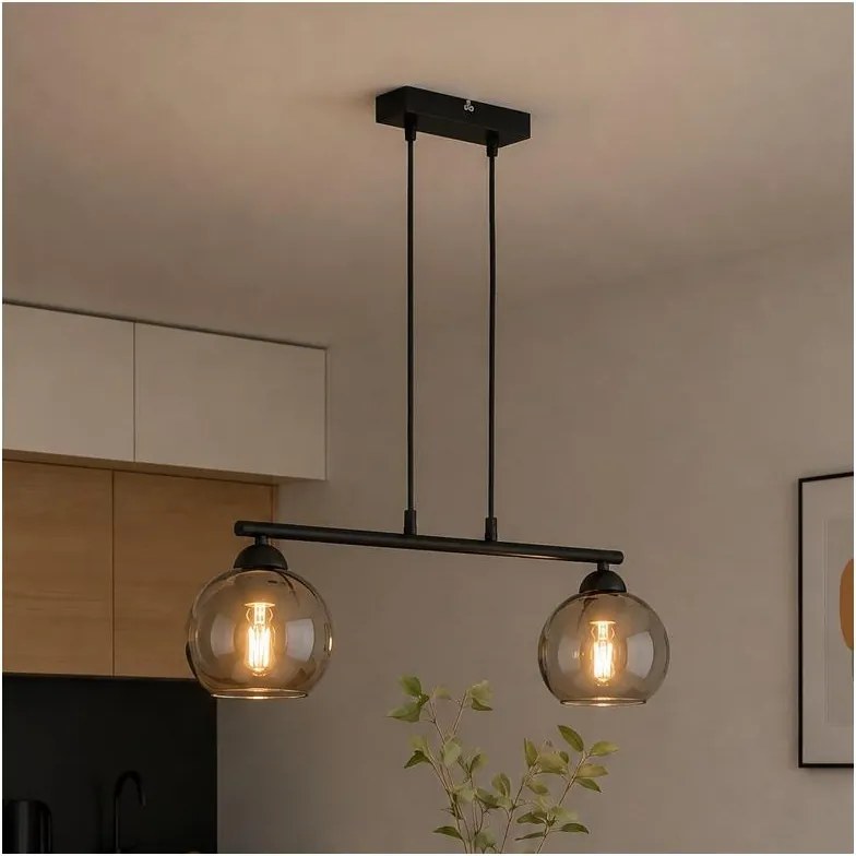 Brilagi - Lustră pe cablu DIOR 2xE27/60W/230V negru/gri fumuriu