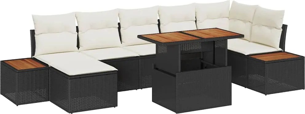 vidaXL Set de canapele pentru grădină 8 pcs Negru Rattan poli