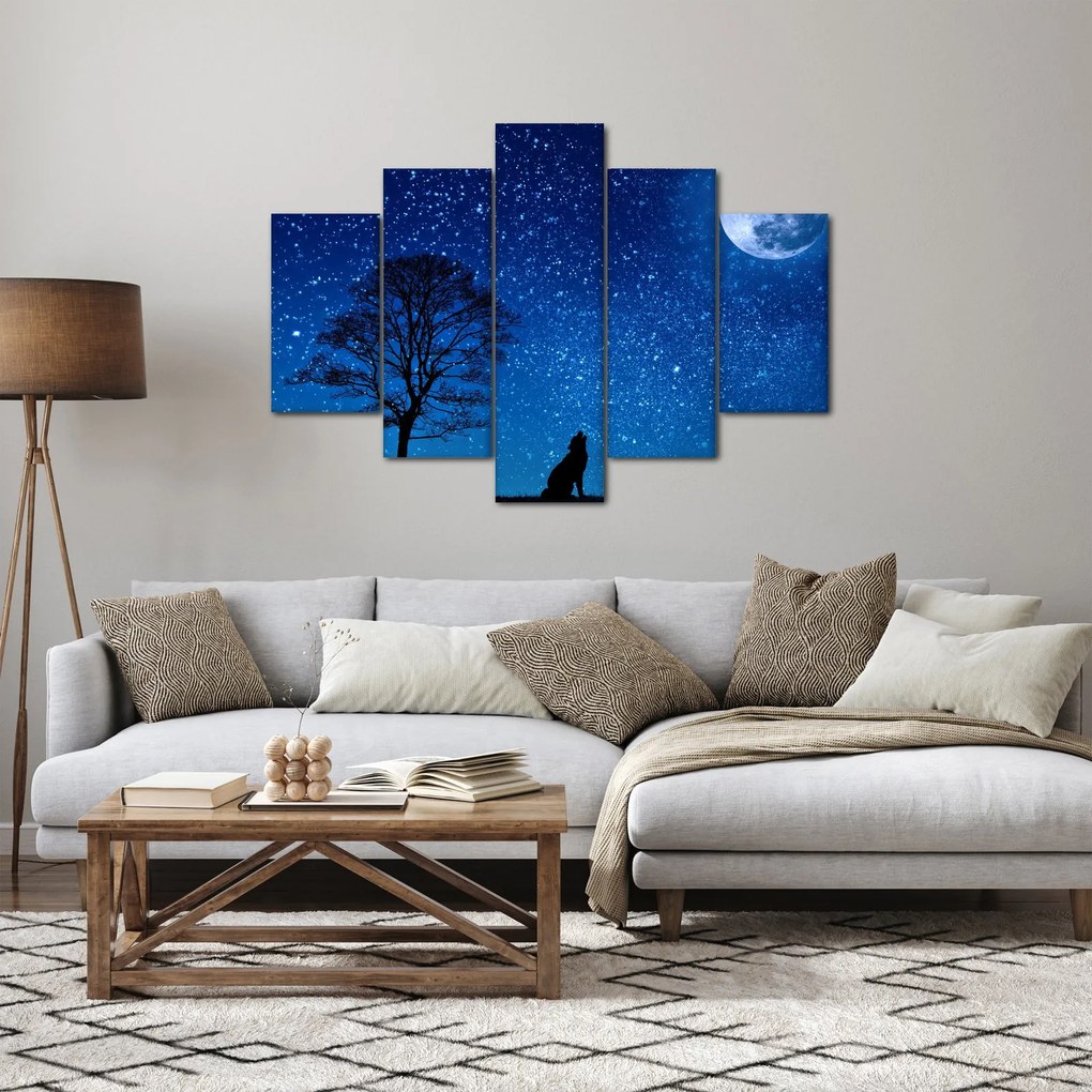Tablou - Lupul urlând la lună (150x105 cm)
