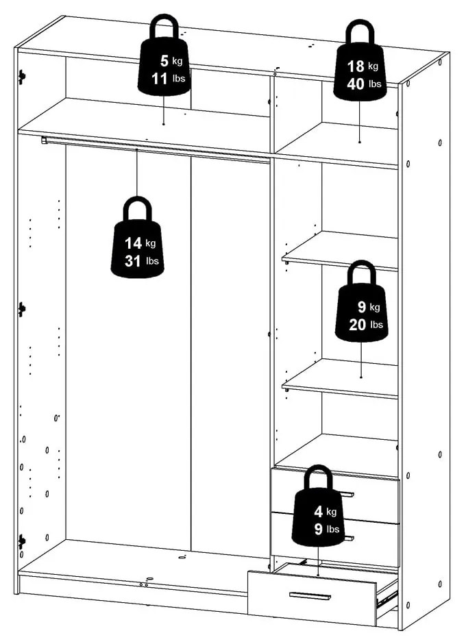 Șifonier alb 147x200 cm Sprint – Tvilum