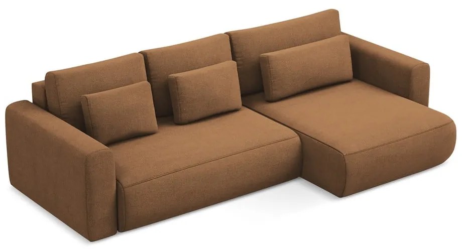 Colțar teracotă extensibil/cu spațiu de depozitare (cu colț pe partea dreaptă/cu șezlong) Kapua – Makamii