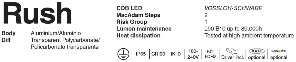 Stalp LED iluminat exterior simetric 360º wide IP65 RUSH 80cm 2700K DALI