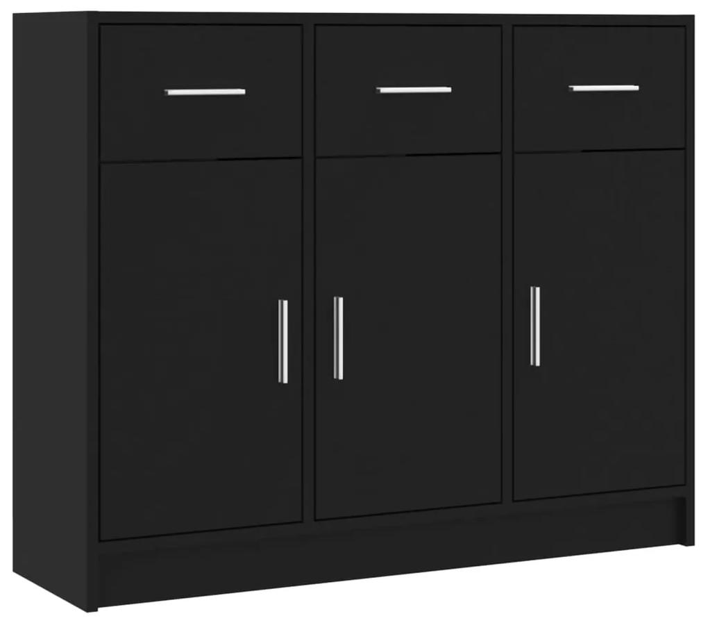 823009 vidaXL Servantă, negru, 91x28x75 cm, lemn prelucrat