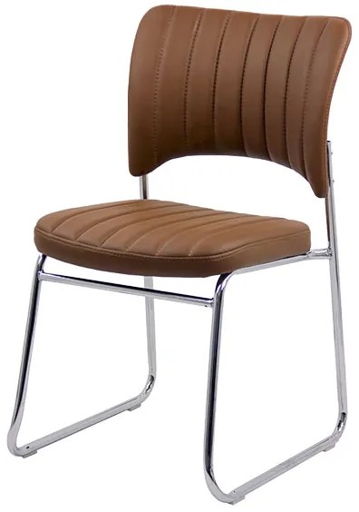 Scaun vizitator maro HRC 613 din piele ecologică și cadru cromat