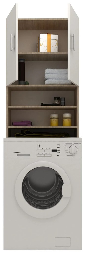 Dulap Masina de Spalat Fyn, Stejar Sonoma/Alb, 65 x 27 x 190 cm