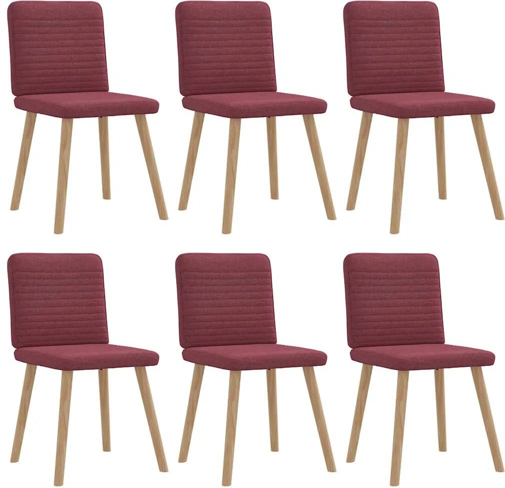 vidaXL Scaune de bucătărie pivotante, 6 buc., roșu vin, textil