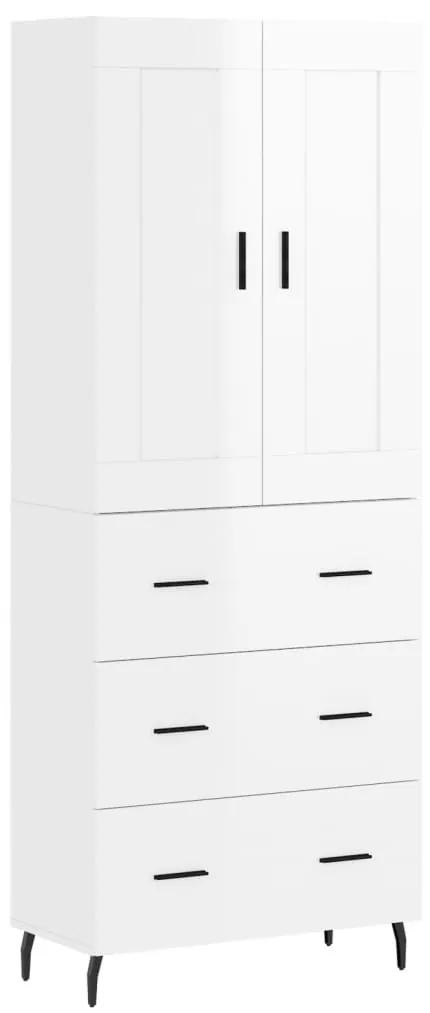 3199763 vidaXL Dulap înalt, alb extralucios, 69,5x34x180 cm, lemn compozit