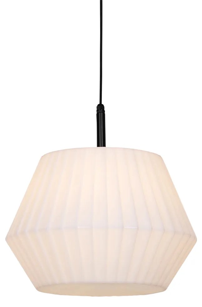Lampă modernă suspendată pentru exterior neagră cu abajur alb 45,6 cm IP44 - Robbert