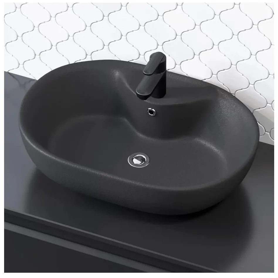 BATH DELUXE 06-060-08-02-00 - Lavoar pentru blat TROMSO, 59,5 x 41 cm, ceramică/negru