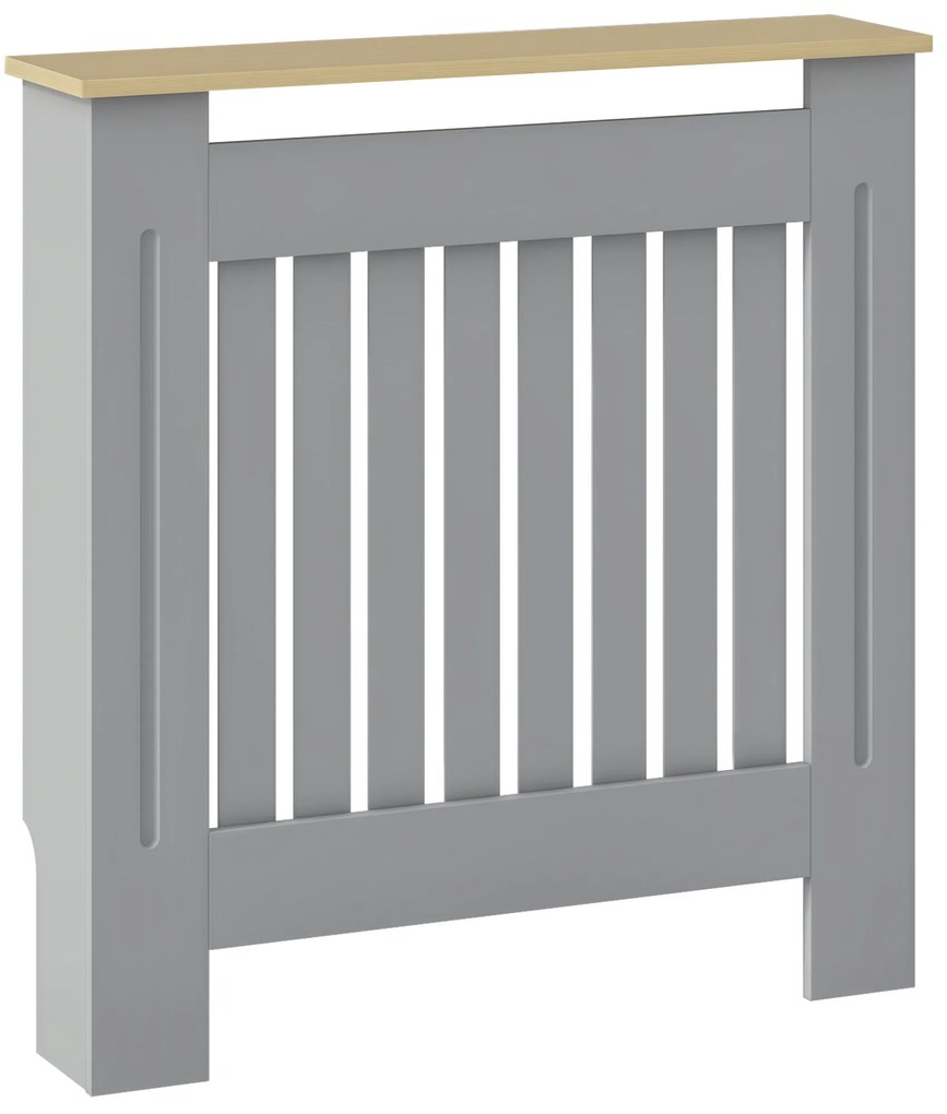 HOMCOM Cubier pentru Radiator din MDF pentru Living Dormitor Hol 78x19x83 cm Gri și Stejar | Aosom Romania