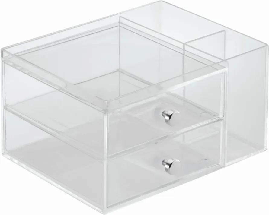Organizator transparent cu 2 sertare iDesign, înălțime 18 cm