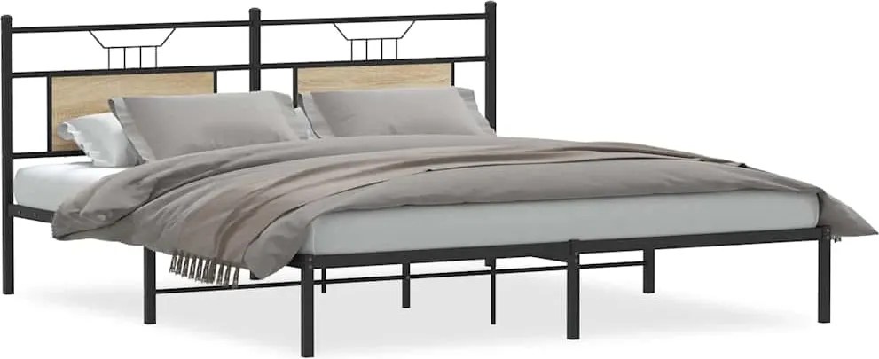 vidaXL Cadru de pat fără saltea Stejar Sonoma 183x203cm Lemn prelucrat
