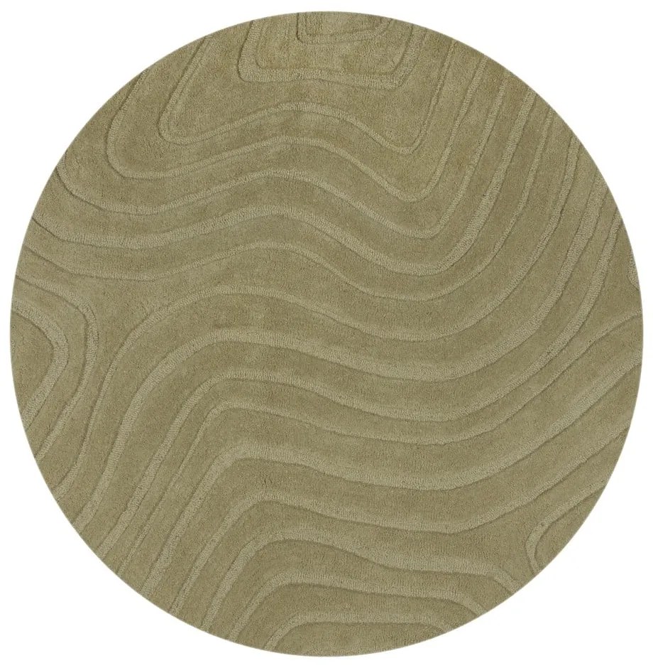 Covor kaki țesut manual rotund din lână ø 160 cm Mesmerise Sage – Flair Rugs