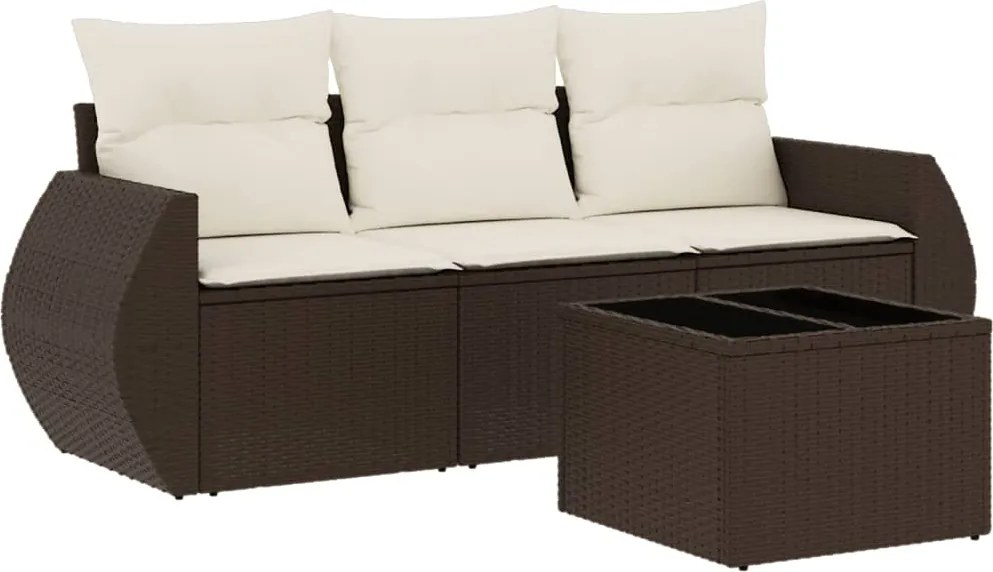 vidaXL Set canapele de grădină, 4 piese, cu perne, maro poliratan maro