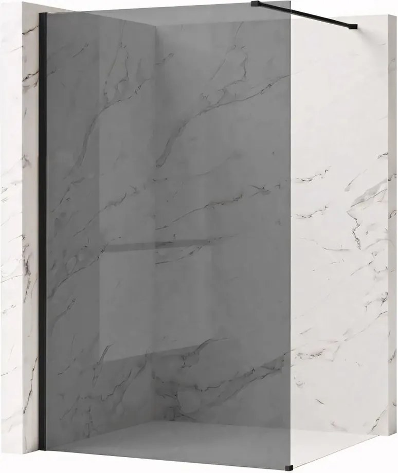 Paravan de dus fumuriu Rea Flexi Grey 140 cm negru