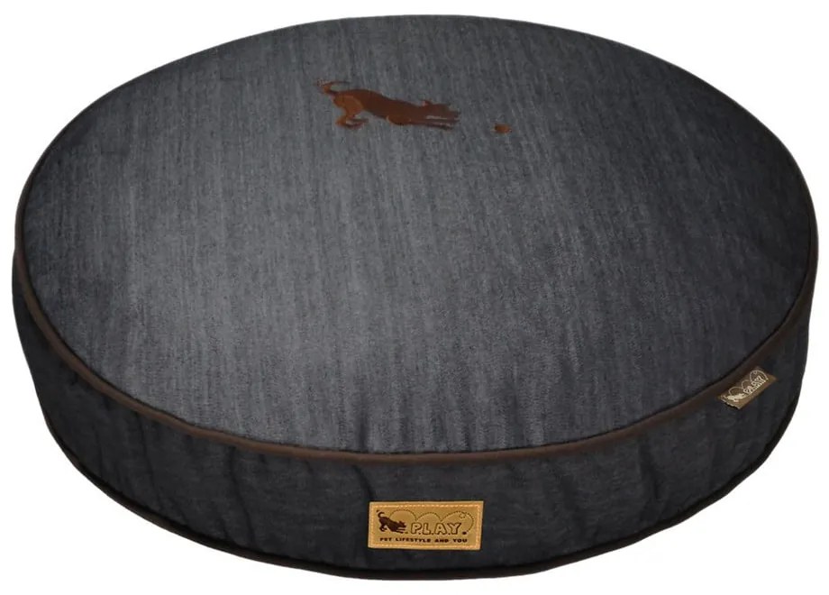 Pat pentru animale de companie albastru închis pentru câini ø 70 cm Round Bed Denim Medieval Blue / Dark Chocolate S – P.L.A.Y.