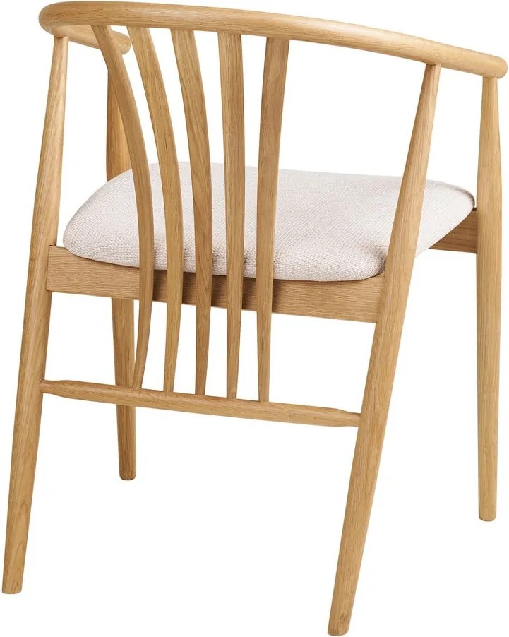 Scaun de dining în culoare naturală cu cotiere din lemn de stejar Agustin – House Nordic