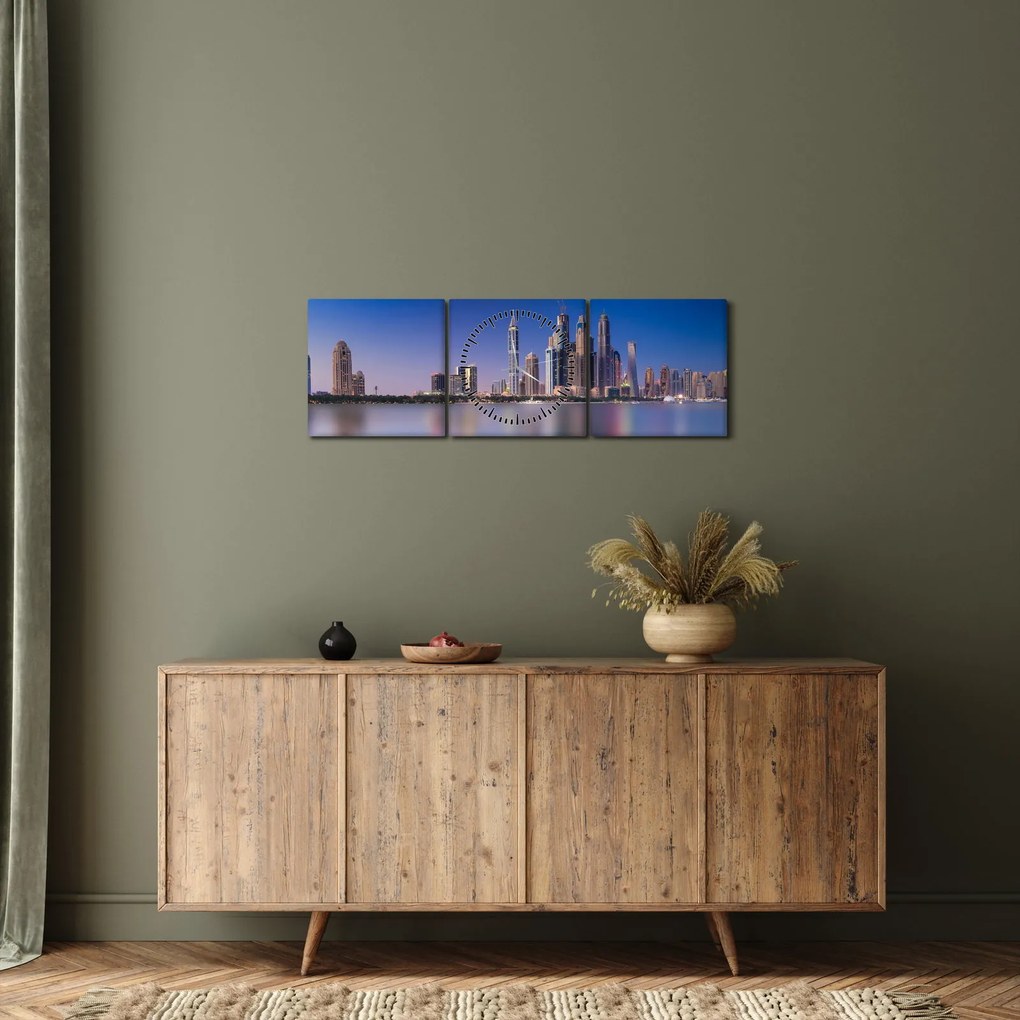 Tablou cu zgârie norii (cu ceas) (90x30 cm)