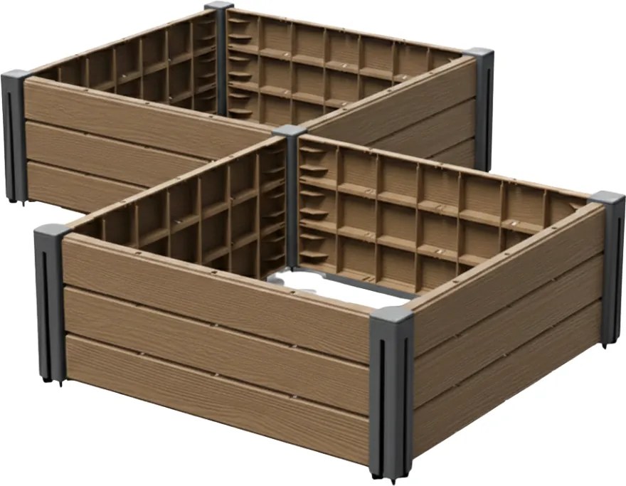 Strat înălțat BASE PLANT, 61x61x46cm, maro natural Prosperplast