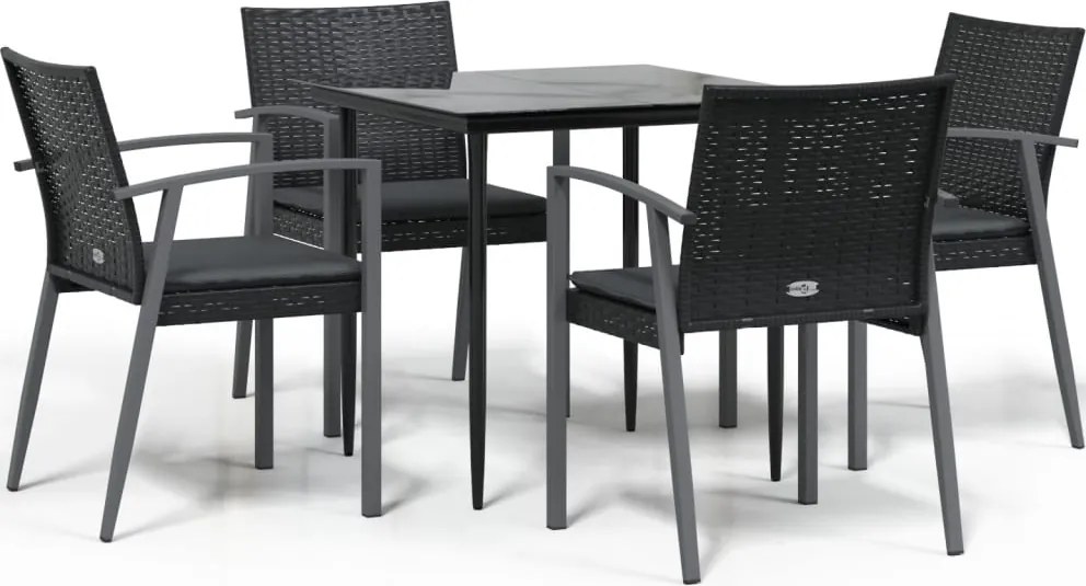 vidaXL Set mobilier de grădină cu perne, 5 piese, poliratan și oțel