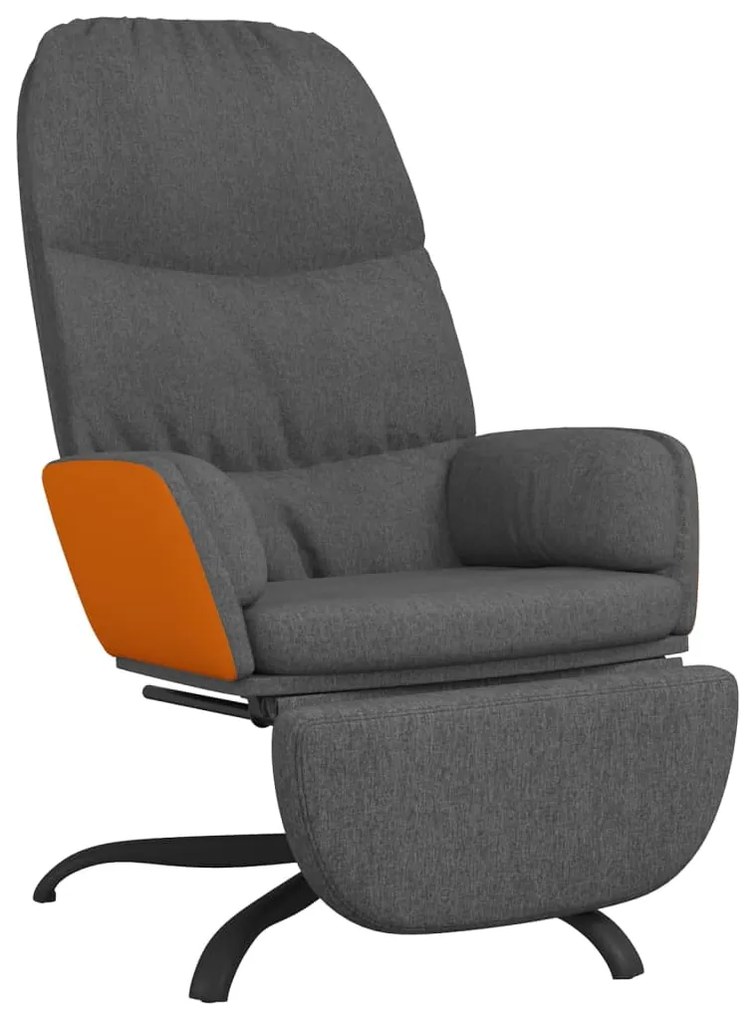 3097395 vidaXL Scaun de relaxare cu taburet, gri închis, material textil