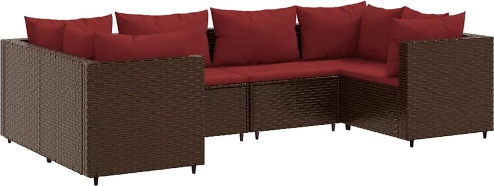 vidaXL Set mobilier de grădină cu perne, 6 piese, maro, poliratan