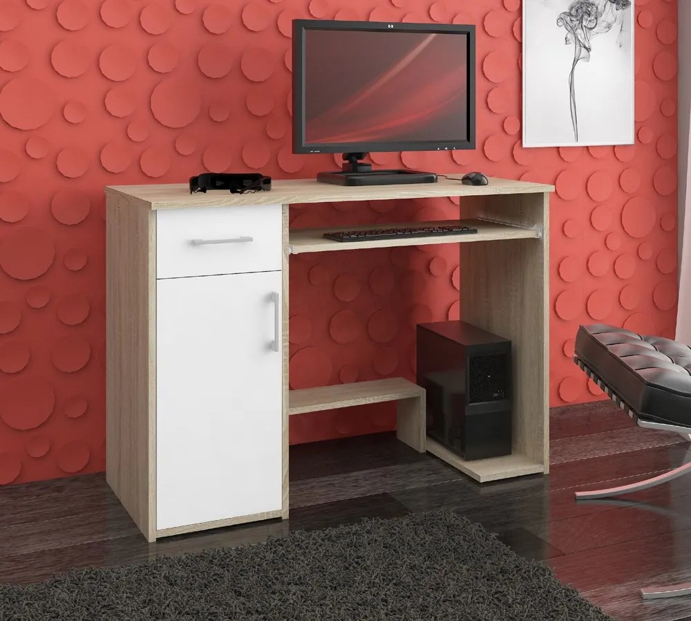 Masă PC Jaloms (stejar sonoma + Alb). 1068710