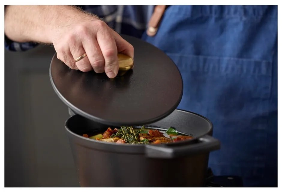 Oală cu capac din fontă 3,6 l adecvată pentru plita cu inducție – Holm