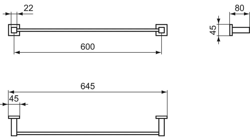 Suport prosop baie Ideal Standard IOM 60 cm crom lucios