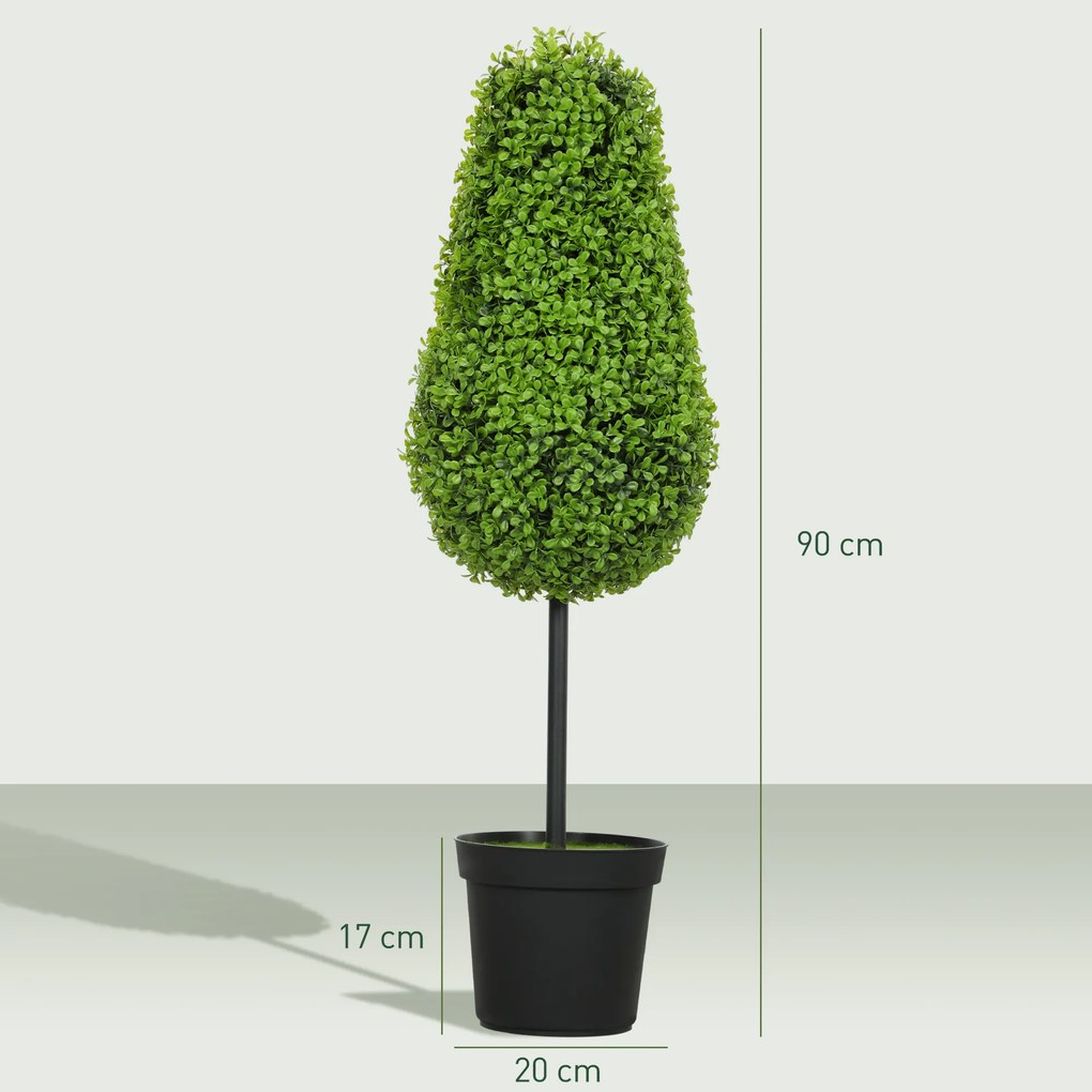 HOMCOM 2 bucăți Plante Artificiale de Buchet 90cm Plante Artificiale în formă de lacrimă, Plante Artificiale din Plastic în ghiveci pentru Decorare Modernă | Aosom Romania
