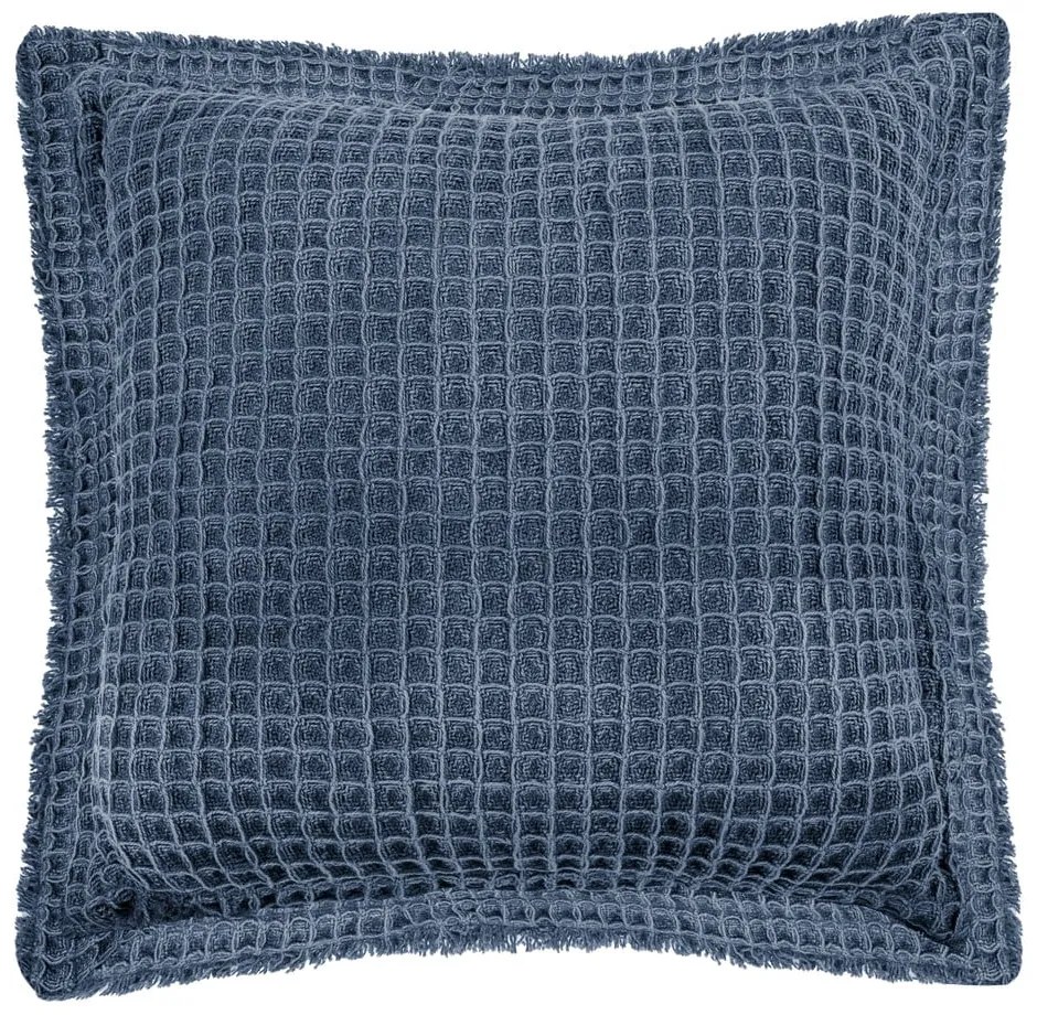 Pernă decorativă din bumbac Tiseco Home Studio Waffle, 45 x 45 cm, albastru