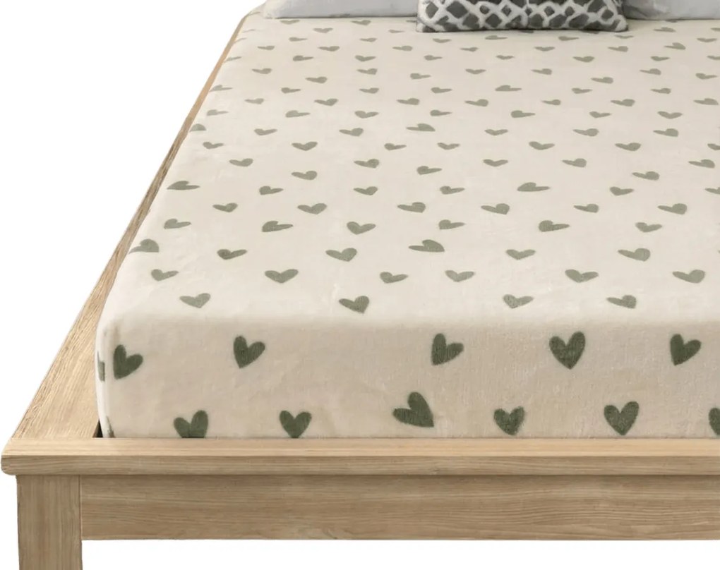 Cearsaf Cocolino microplus cu elastic HEARTINO 200x200 cm crem