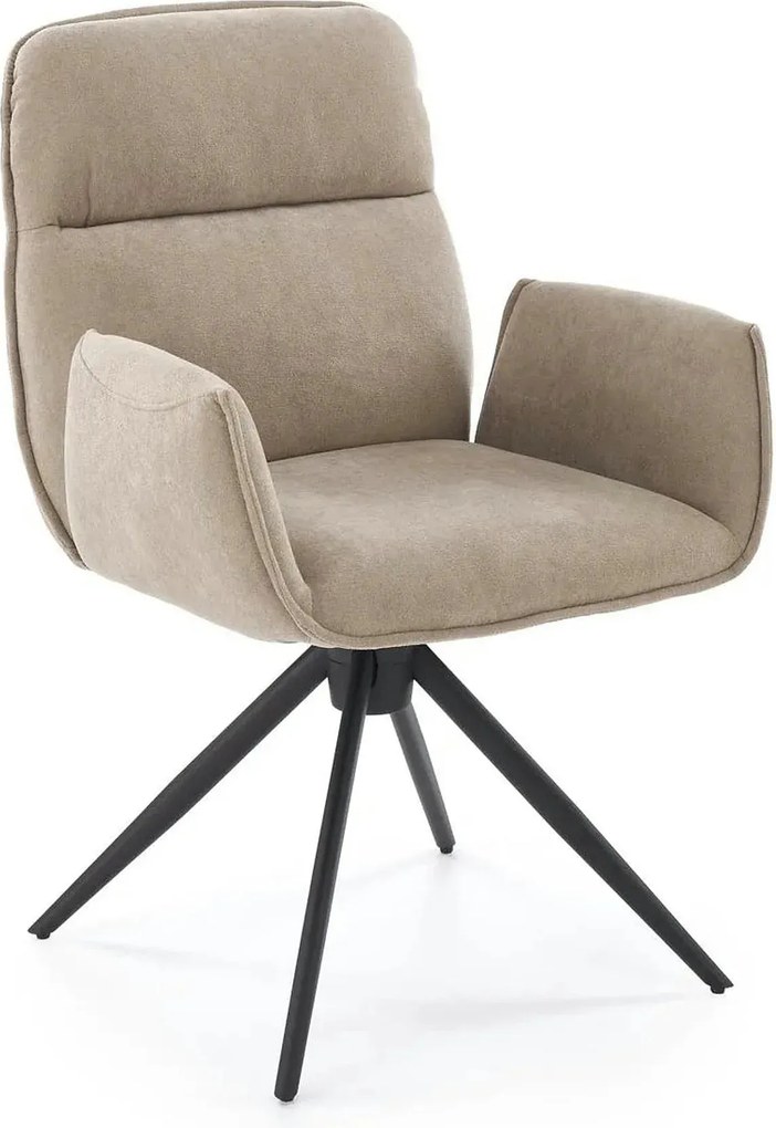 Scaun K574, bej inchis/negru, stofa catifelata/otel, 60x60x88 cm