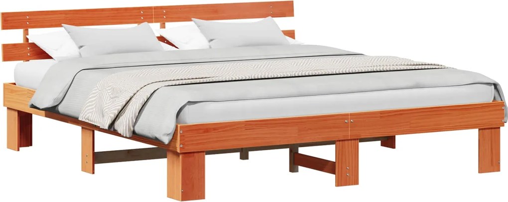 vidaXL Cadru de pat Maroniu cerat 200 x 200 cm Lemn de pin masiv