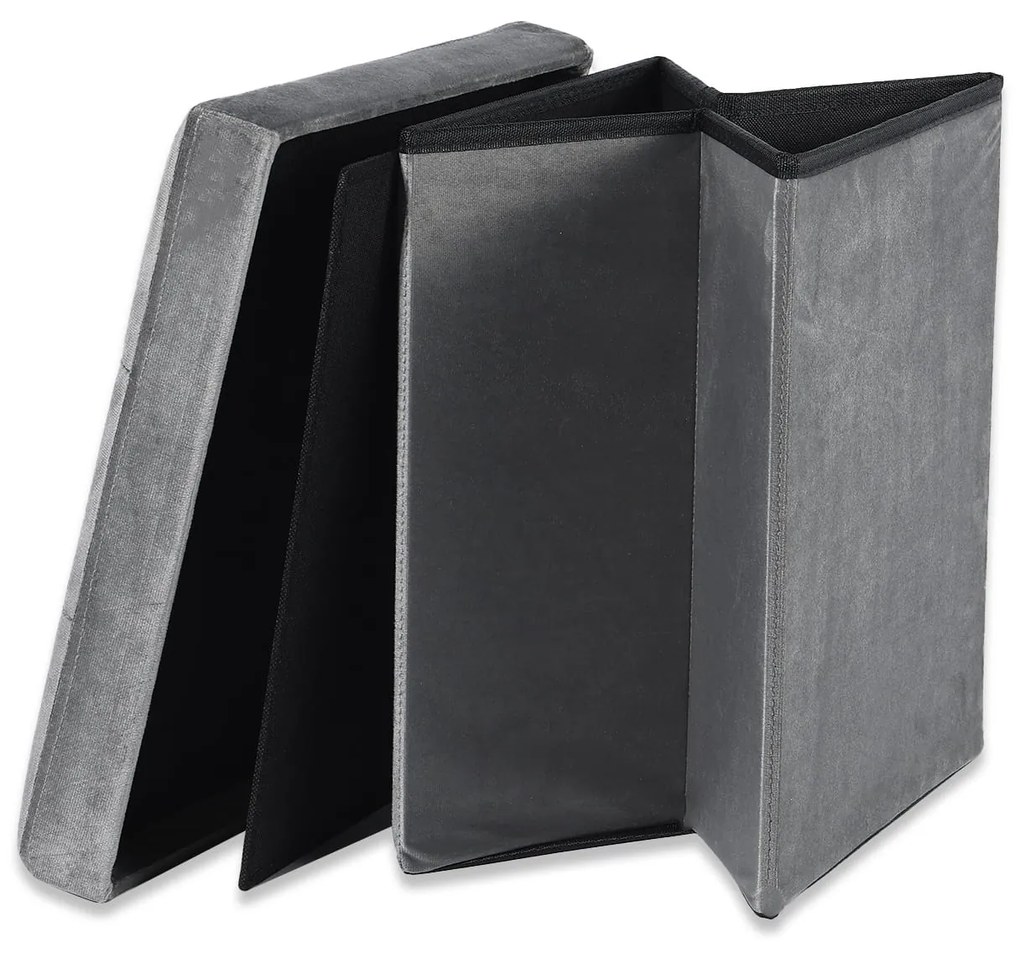 Taburet pliabil gri ZAREX VELVET L