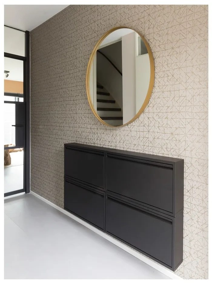 Pantofar negru cu deschidere înclinată din metal 75x37,5x12,5 cm Billy – Spinder Design