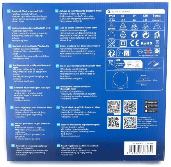 Aplică LED dimabilă Aigostar MESH Smart LED/12W/230V negru