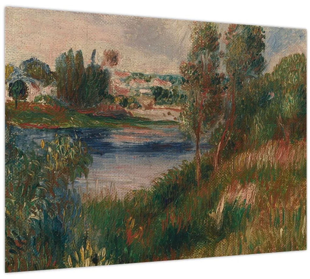 Tablou pe sticlă - Auguste Renoir, Landscape at Vetheuil, reproducere (70x50 cm)