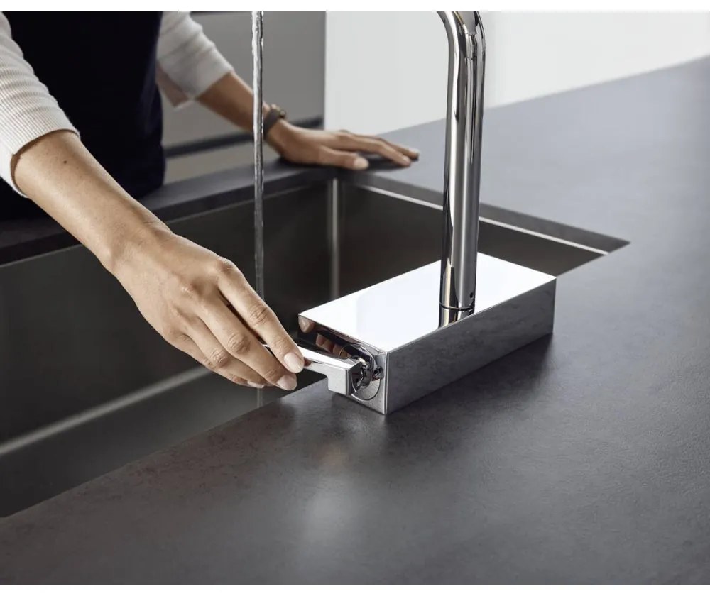 Baterie chiuveta Aquno Select cu dus extractibil si jet de dus laminar, sBox, crom