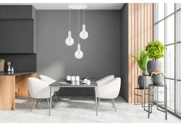 Lustră pe cablu MIROS 3xE27/60W/230V rotundă albă
