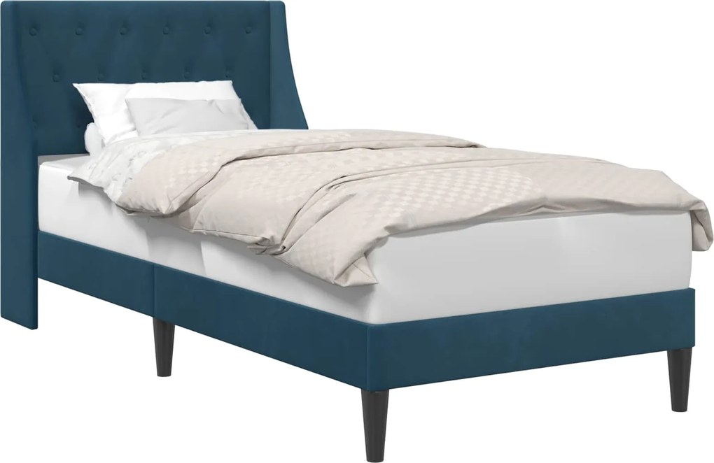 vidaXL Cadru de pat cu headboard albastru 90 x 190 cm Catifea