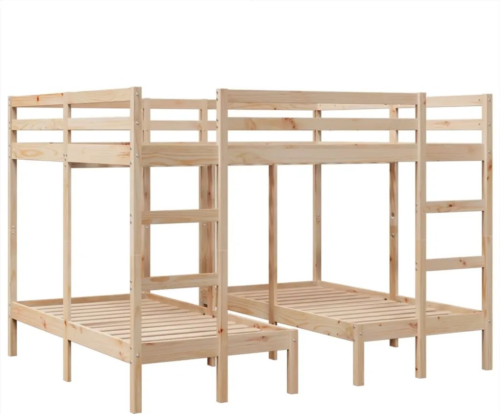 vidaXL Pat supraetajat triplu, 160x200/80x160 cm lemn pin