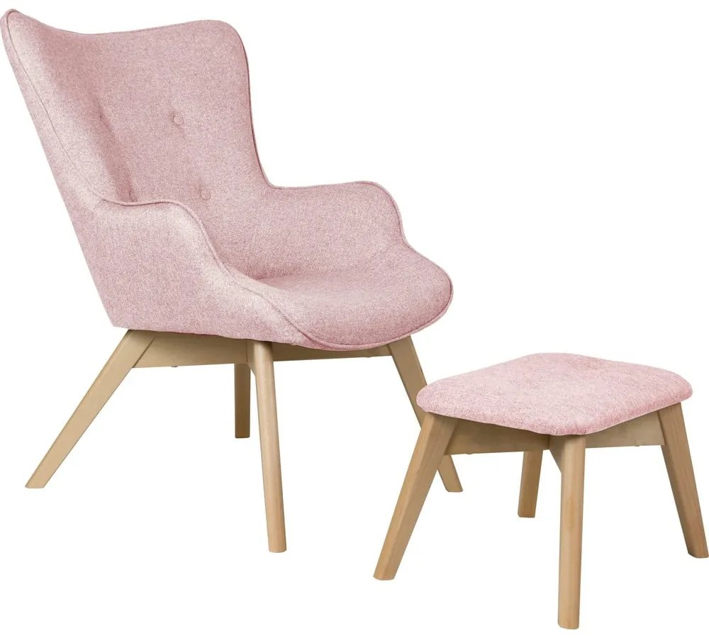 Fotoliu cu taburet roz deschis Niko – Ropez