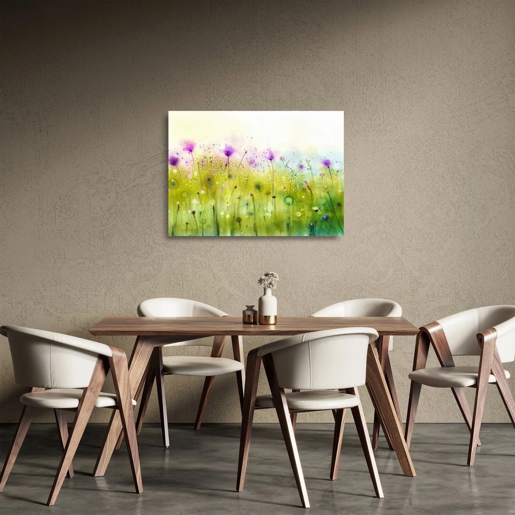 Tablou pe sticlă - Flori de luncă (70x50 cm)
