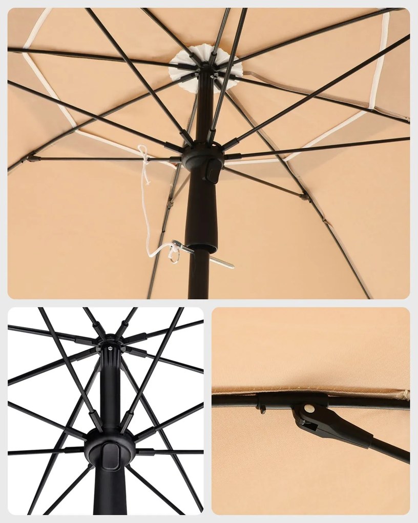 Umbrelă SOLARA, Ø160 cm, maro deschis (taupe) SongmicsHome