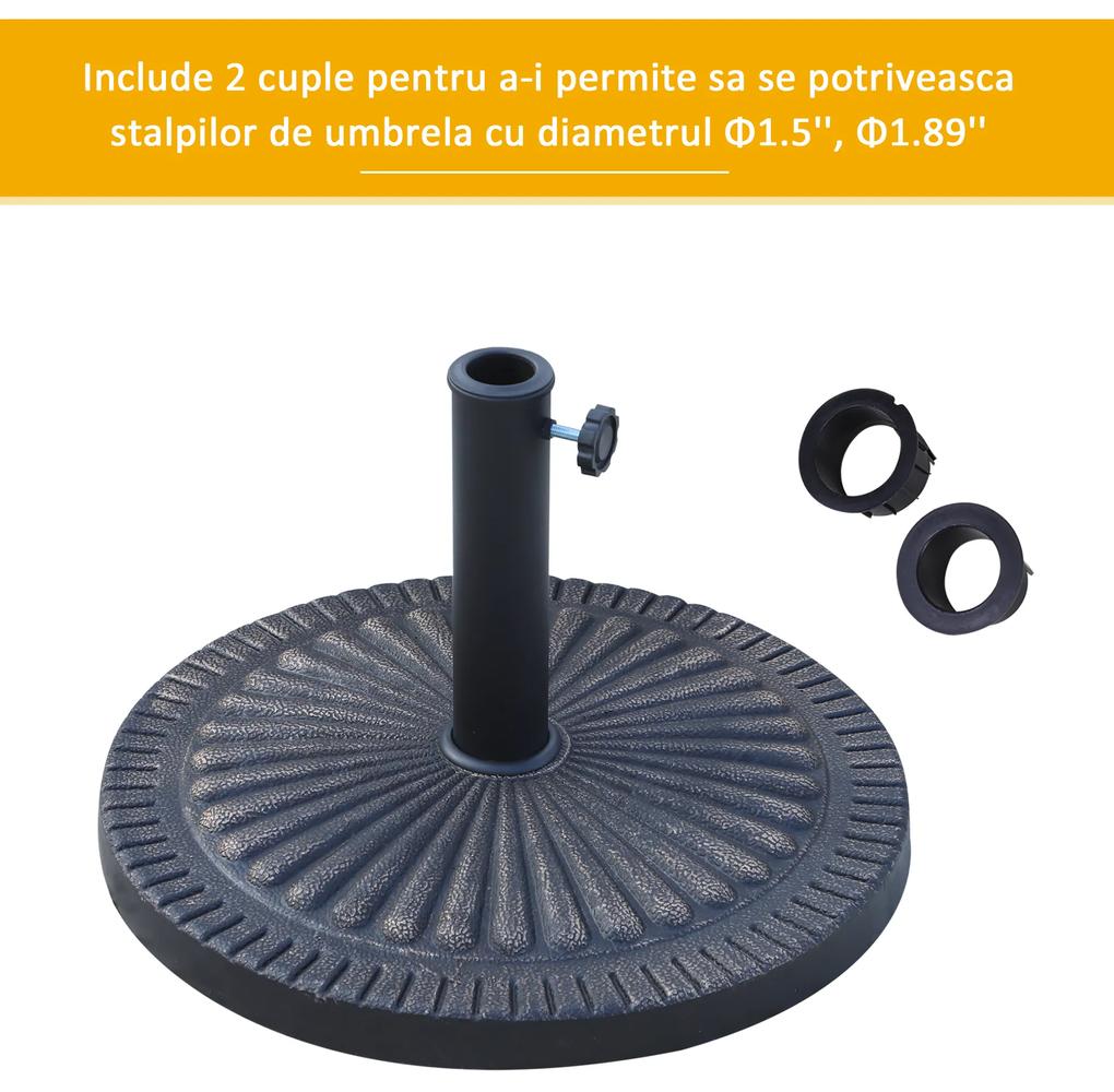 Outsunny Bază Umbrelă de Soare, Compatibilă Diametru Φ3,8-4,8cm, Rășină Durabilă, 49x32cm | Aosom Romania
