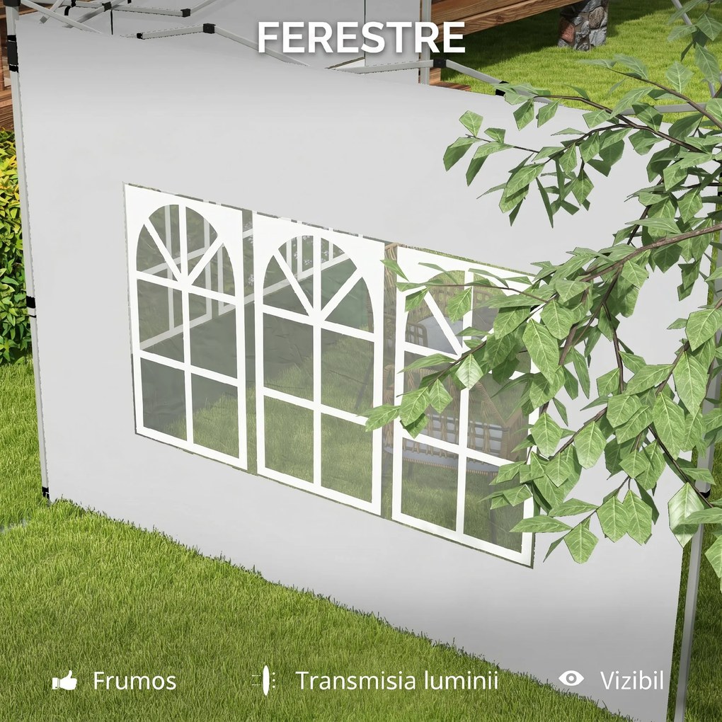 Outsunny Panouri Laterale pentru Foisor cu Fereastra pentru Foisor Pliabil de 3x3(m) sau 3x4m, 2 Bucati de Rezerva Laterale, Alb | Aosom Romania