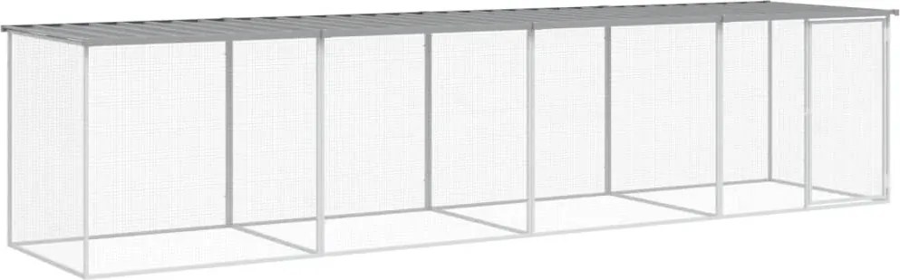 vidaXL Coteț pui cu acoperiș gri deschis 403x98x90 cm oțel galvanizat