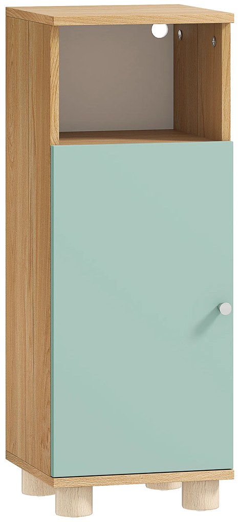 HOMCOM Mobilier de baie, mobilier de depozitare îngust cu dulap cu ușă și compartiment deschis, 30x30x80cm, verde | Aosom Romania