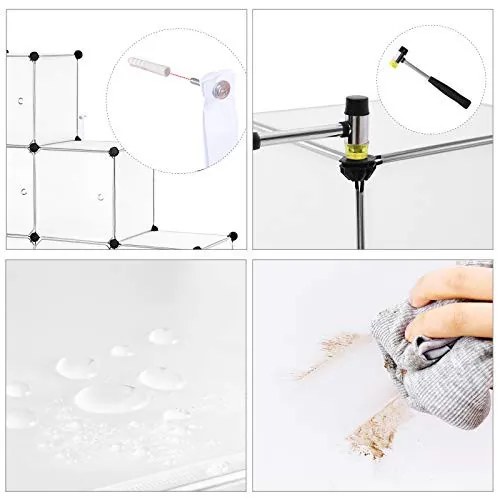 Set 9 cuburi modulare din plastic pentru depozitare, Songmics, Negru-Alb, 93x31x93 cm